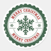 Vintage Merry Christmas Snowflake Round Holiday Runder Aufkleber (Vorderseite)