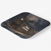 Vintage Merry Christmas Train In Snow Pappteller (Gewinkelt)