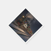 Vintage Merry Christmas Train In Snow Serviette (Ecke)