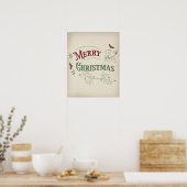 Vintage Merry Christmas Typografie Poster (Küche)