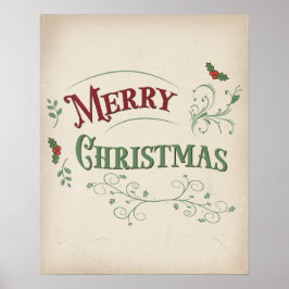Vintage Merry Christmas Typografie Poster