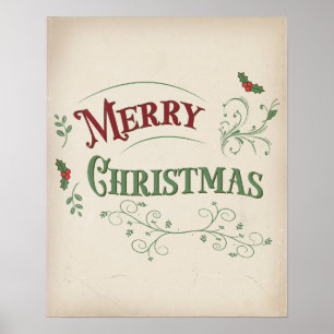 Vintage Merry Christmas Typografie Poster