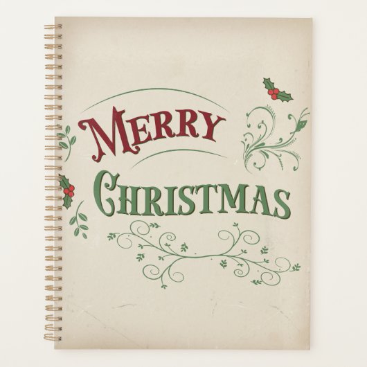 Vintage Merry Christmas Typography Planer (Vorderseite)