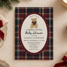 Vintage Merry Little Tartan Teddybär-Baby-Party