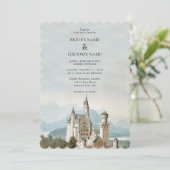 Vintage Messe Burg Rustikale Waldhochzeit Einladung (Stehend Vorderseite)