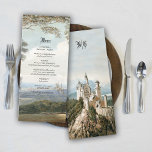 Vintage Messe Burg Rustikale Waldhochzeit Menükarte<br><div class="desc">Ein wunderschönes Märchenschloss-Set inmitten eines rustikalen Waldes. Ein einzigartiges Hochzeitsdesign, das Vintage Aquarellbilder von Märcheneinstellungen verwendet. Ein Hochzeitsdesign im Storybook-Stil "einmal in der Zeit" und "glücklich immer danach", ideal für ein Hochzeitsthema von Prinzen und Prinzessinnen. Elegante Geschichtenbuch-Schrift Typografie wird verwendet, um ein märchenhaftes Gefühl zu schaffen. Ein zauberhaftes Hochzeitsmenü mit...</div>