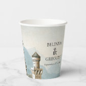 Vintage Messe Burg Rustikale Waldhochzeit Pappbecher (Rückseite)