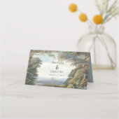 Vintage Messe Burg Rustikale Waldhochzeit Platzkarte (Rückseite)