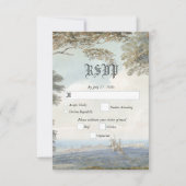 Vintage Messe Burg Rustikale Waldhochzeit RSVP Karte (Vorderseite)