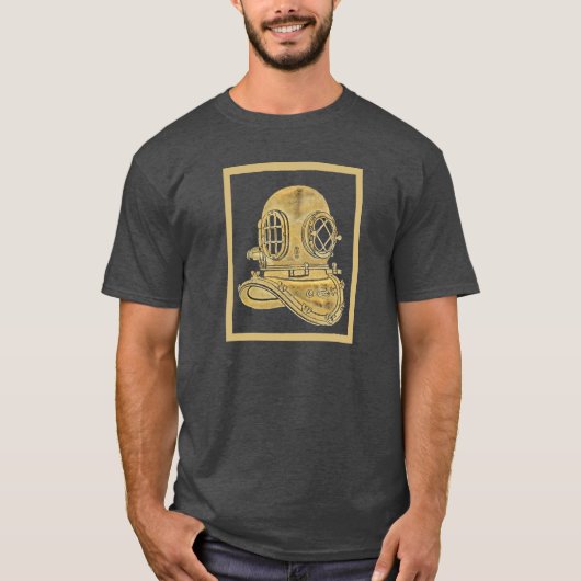 Vintage Messingtauchsturzhelm-Illustration T-Shirt (Vorderseite)
