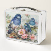 Vintage Metal Lunch Box Design Blue Birds (Vorderseite)