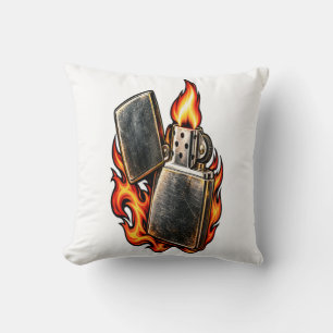 Vintage Metall-Feuerzeug mit Flammen Retro-Feuer-K Kissen