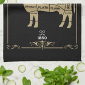 Vintage Metzger Set Fleisch schneiden Geschirrtuch (Gefaltet)
