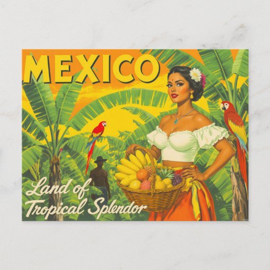 Vintage Mexico Tropical Travel Postkarte (Vorderseite)