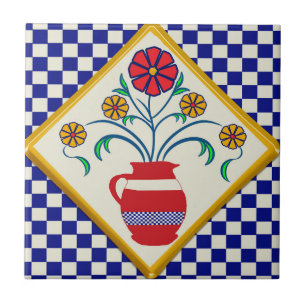 Vintage mexikanische Blume Keramik Tile Fliese