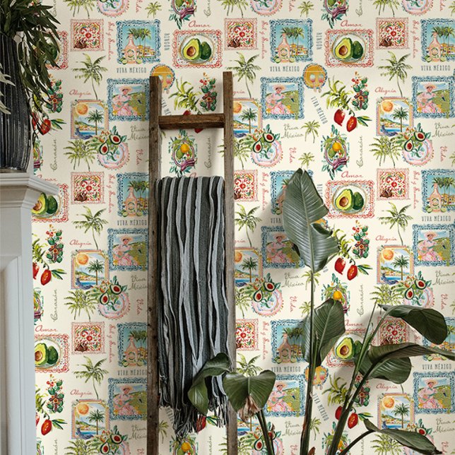 Vintage mexikanische Reisedrucke Tapete (Von Creator hochgeladen)