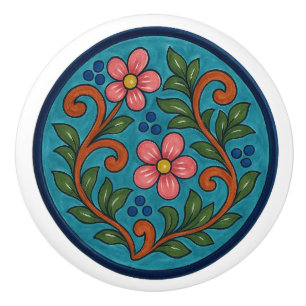 Vintage mexikanische Talavera Folk Art Keramik Kno Keramikknauf