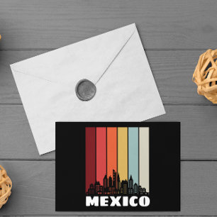 Vintage-Mexiko CDMX-Stadtansicht Retro-Sonnenunter Postkarte