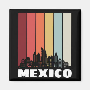 Vintage-Mexiko CDMX-Stadtlandschaft Retro-Sonnenun Magnet