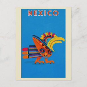 Vintage Mexiko Farbiger Vogel Reise Postkarte
