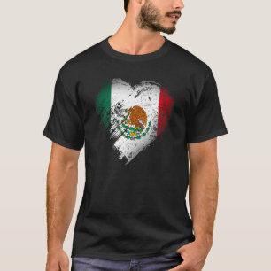Vintage-Mexiko-Herz-Mexiko-Flagge für mexikanische T-Shirt