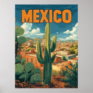Vintage-Mexiko-Kaktus-Reise Poster