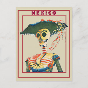 Vintage-Mexiko-Retro-Totenkopf-Reise zum Tag der T Postkarte