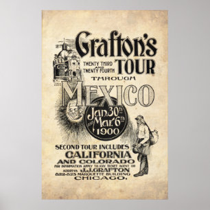 Vintage-Mexiko-Tour-Anzeige von 1899 Poster