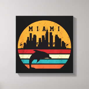 Vintage Miami 80er Delphin-Silhouette Souvenir Del Leinwanddruck