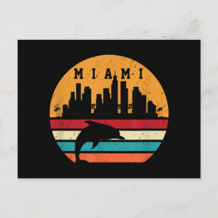 Vintage Miami 80er Delphin Silhouette Souvenir Del Postkarte