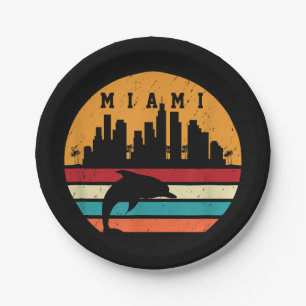 Vintage Miami 80er Jahre Delfin Silhouette Souveni Pappteller