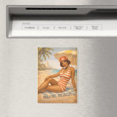 Vintage Miami Beach 1920s Pin-Up Magnet (In Situ (Geschirrspüler))