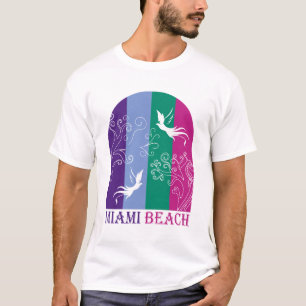 Vintage Miami Beach Farbige Retro-Tropenvögel T-Shirt