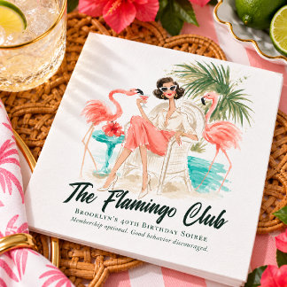 Vintage Miami Beach Flamingo Cocktailparty Serviette