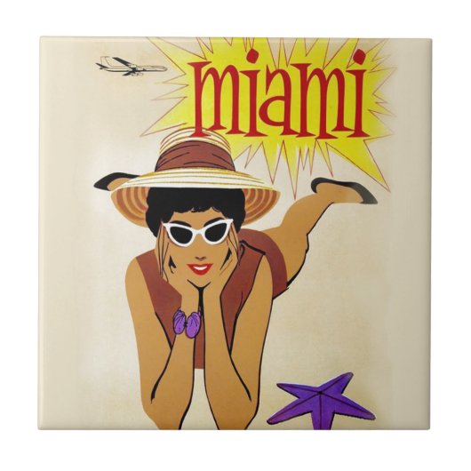 Vintage Miami Beach Fliese (Vorderseite)