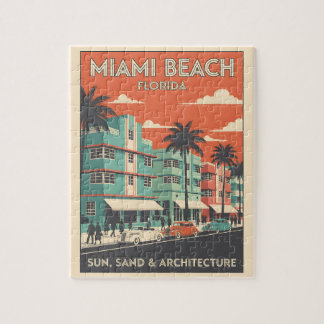 Vintage Miami Beach Florida Art Deco Travel Puzzle