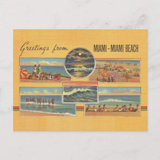 Vintage Miami Beach Florida Postkarte (Vorderseite)