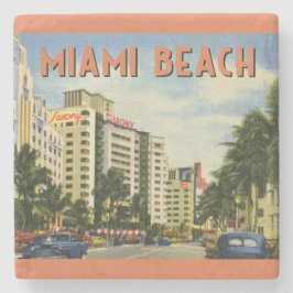 Vintage Miami Beach Florida Szene Steinuntersetzer