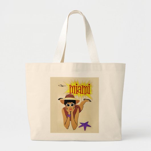 Vintage Miami Beach Jumbo Stoffbeutel (Vorne)