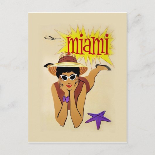 Vintage Miami Beach Postkarte (Vorderseite)