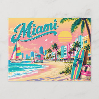 Vintage-Miami-Beach-Postkarte Feiertagspostkarte