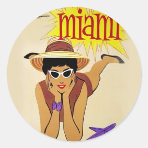 Vintage Miami Beach Runder Aufkleber