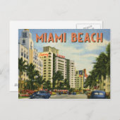 Vintage Miami Beach Street Szene Postkarte (Vorne/Hinten)