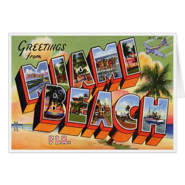 Vintage Miami- Beachkarte (Vorderseite (Horizontal))