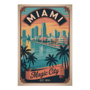 Vintage Miami Florida Magic City Retro Reise Poster