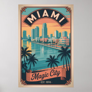 Vintage Miami Florida Magic City Retro Reise Poster