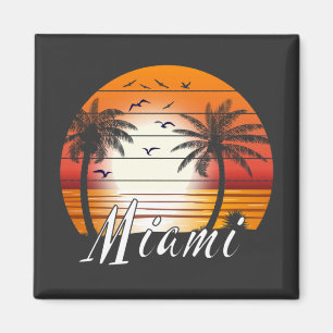 Vintage Miami Florida Palmen Sommer Strand Magnet