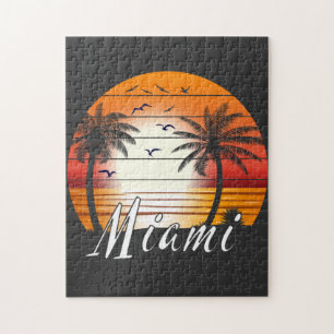 Vintage Miami Florida Palmen Sommer Strand Puzzle