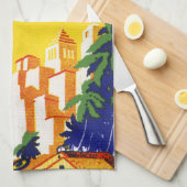 Vintage Miami Florida-Reise Geschirrtuch (Viertel Falte)