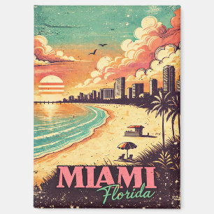 Vintage Miami Florida Reiseillustration Magnet